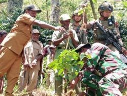 Kodim 1715/Yahukimo dan Masyarakat 12 Desa di Distrik Kiwirok Menanam Pohon Kopi