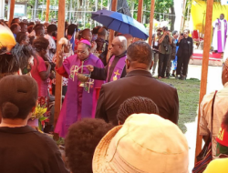 Babinsa Koramil Agimuga Hadiri Sekaligus Amankan Ibadah Rekonsiliasi Umat Katolik