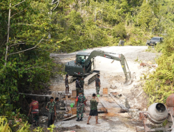 Dansatgas TMMD Ke-129 Tinjau Rehab Jembatan di Kampung Sesor