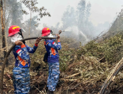 Satgas Darat Lanud Sjamsudin Noor Perkuat Pembasahan Lahan Gambut